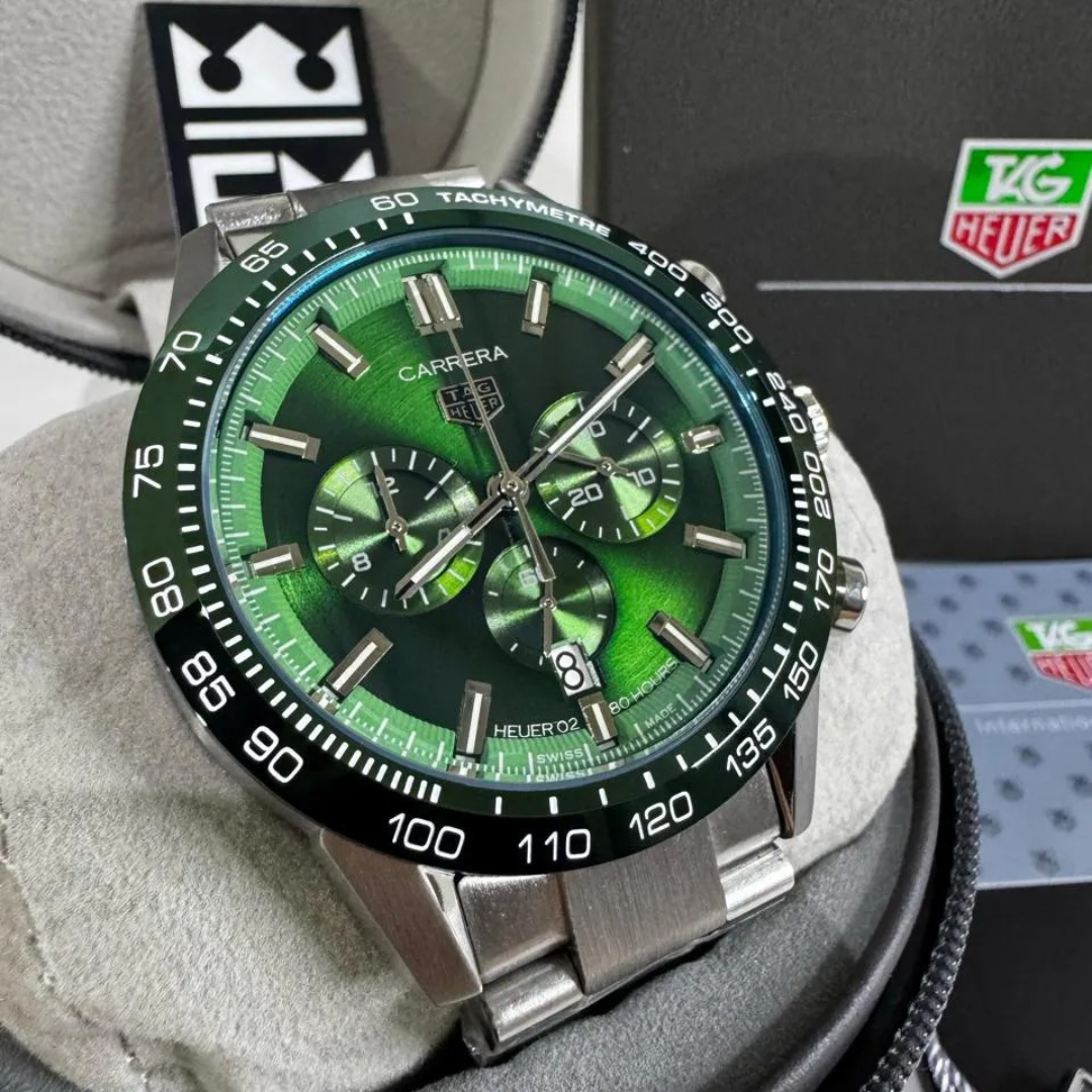 TAG Heuer Carrera Chronograph – Emerald Green | Stainless Steel Bracelet