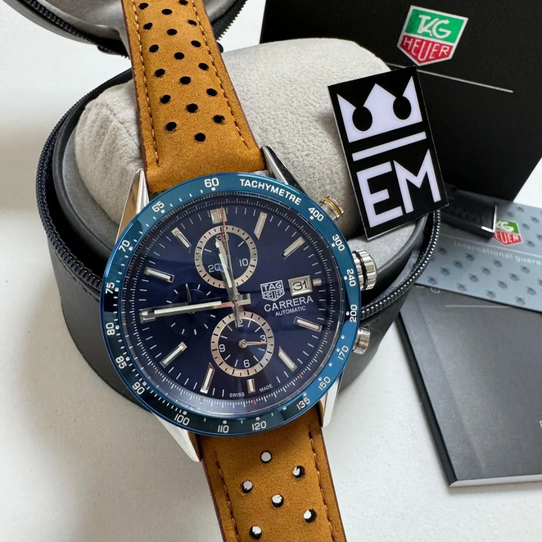 TAG Heuer Carrera Chronograph Blue – Automatic | Suede Strap