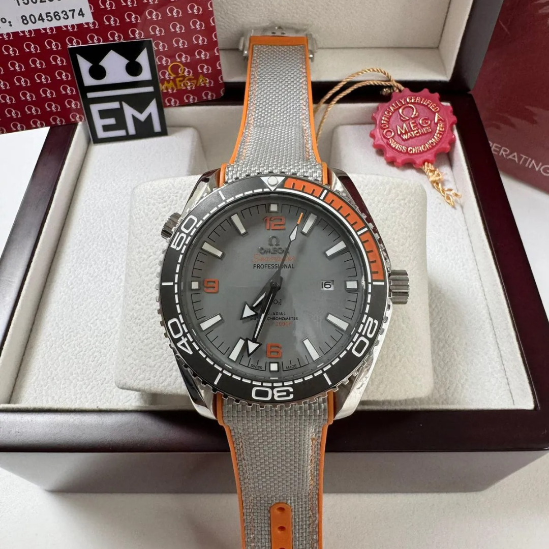 Omega Seamaster Planet Ocean 'Co-Axial Chronometer' – Gray/Orange | Professional Diver 600M