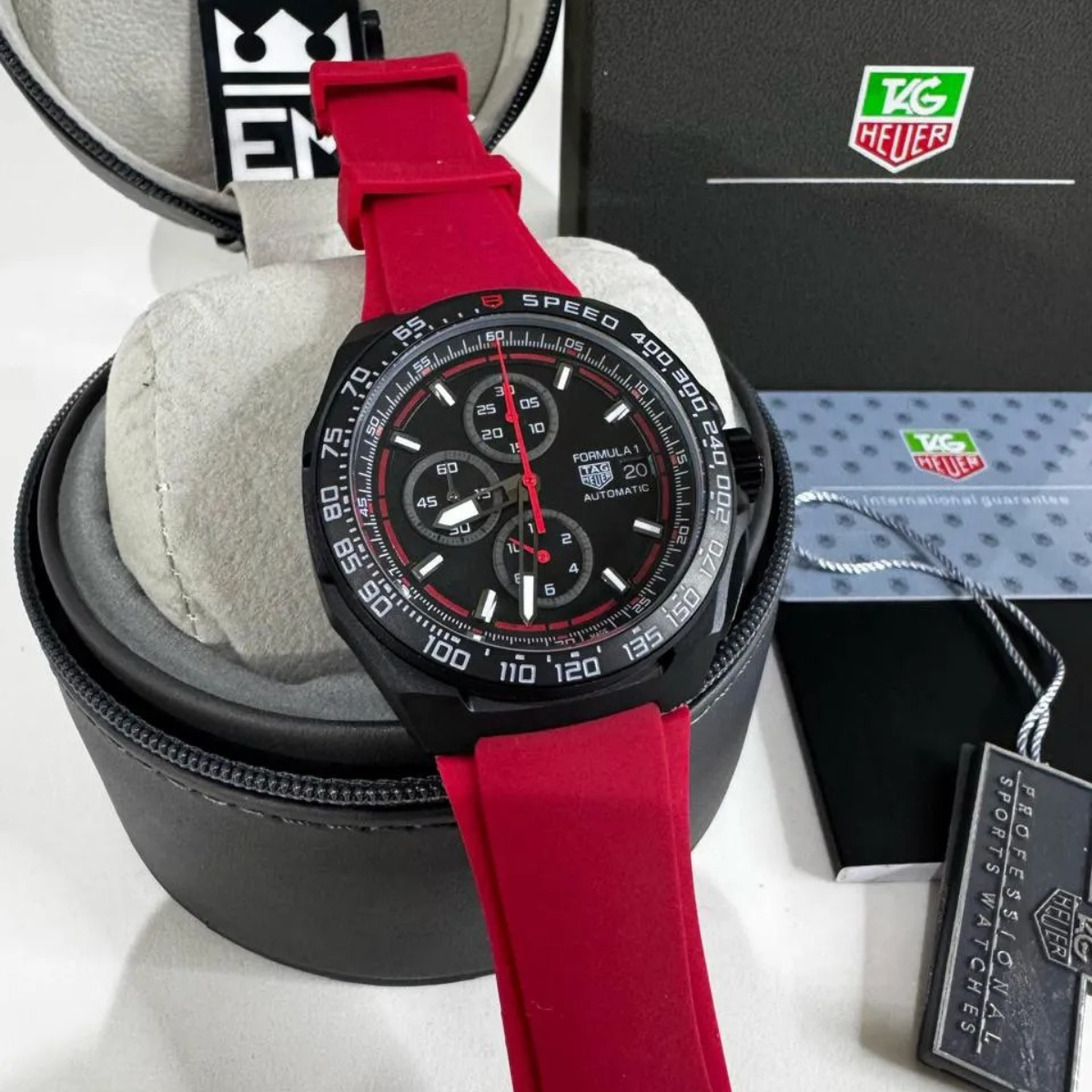 TAG Heuer Formula 1 Automatic Chronograph – Black Red with Red Rubber Strap