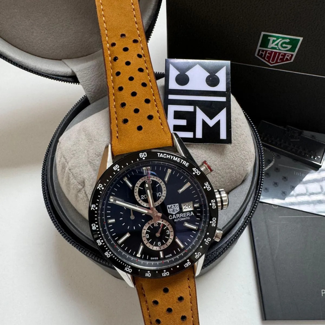 TAG Heuer Carrera Chronograph Black – Automatic | Suede Strap