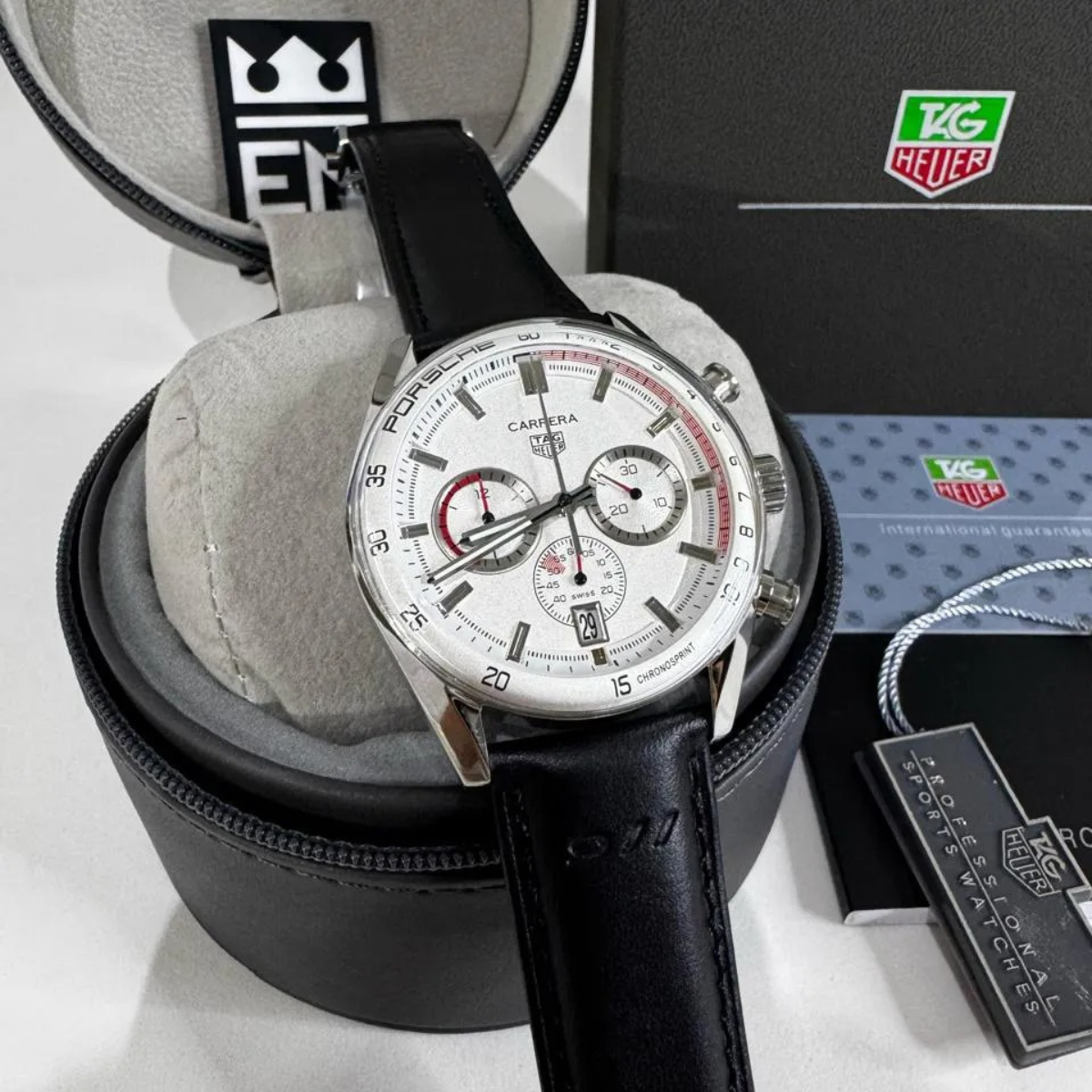 TAG Heuer Carrera Chronosprint – Silver/Black – Leather Strap