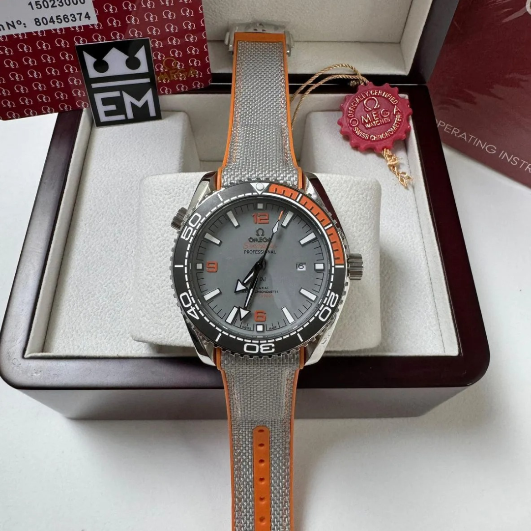 Omega Seamaster Planet Ocean 'Co-Axial Chronometer' – Gray/Orange | Professional Diver 600M