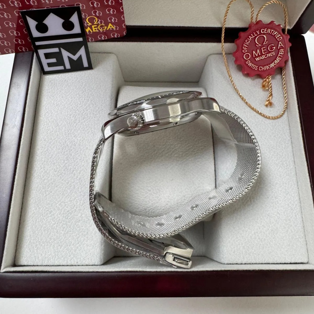 Omega Seamaster 'Diver 300M' Black / Mesh Bracelet