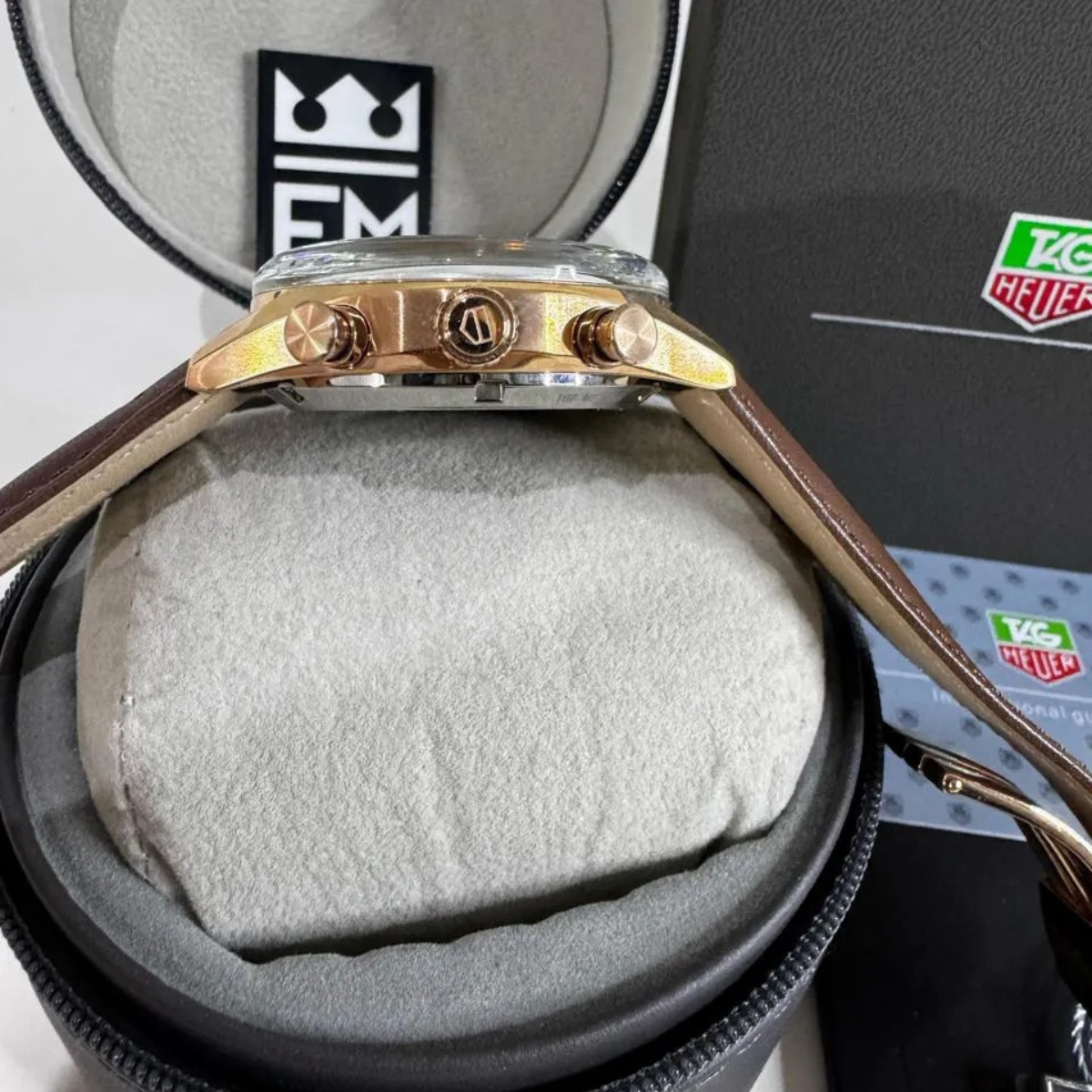 TAG Heuer Carrera Chronosprint – Silver/Red – Brown Leather Strap