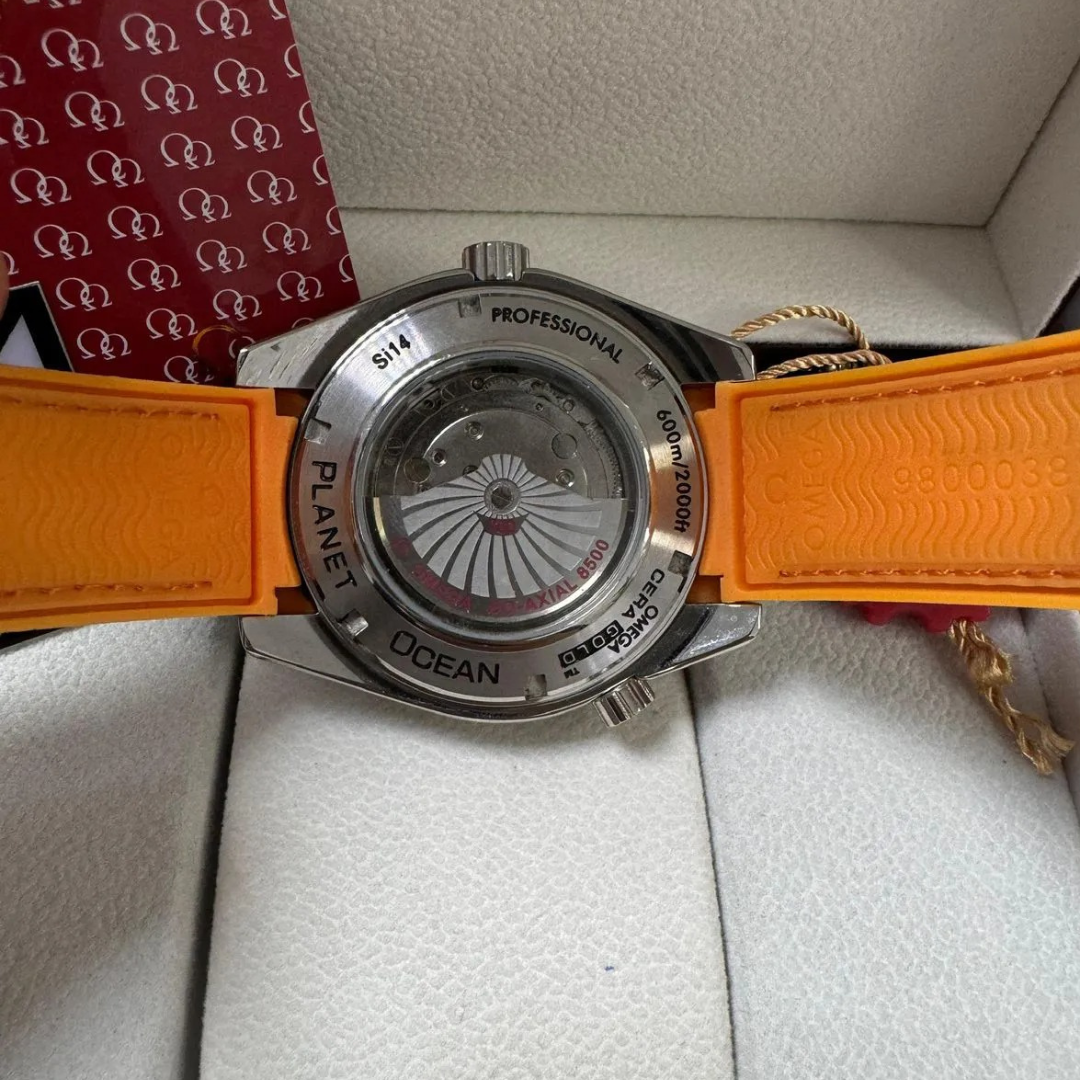 Omega Seamaster Planet Ocean 'Co-Axial Chronometer' – Blue/Orange | White Dial