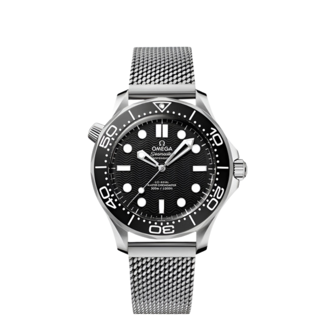 Omega Seamaster 'Diver 300M' Black / Mesh Bracelet