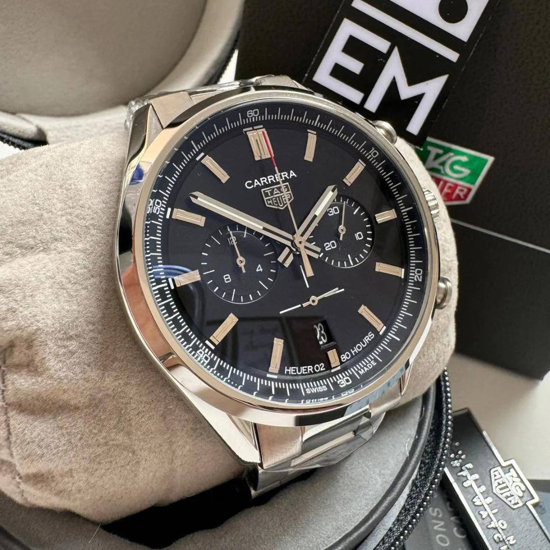 TAG Heuer Carrera Chronograph – Black | Stainless Steel Bracelet
