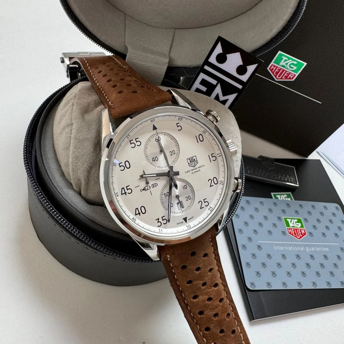 TAG Heuer Carrera Chronograph Classic White Leather Strap