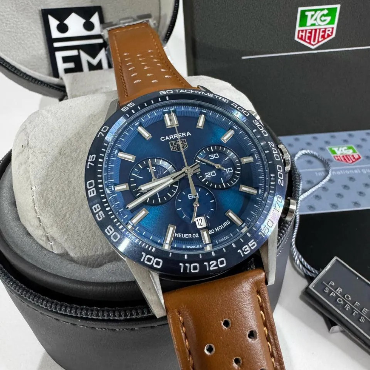 TAG Heuer Carrera Chronograph – Blue/Brown – Heuer 02 – 80 Hours