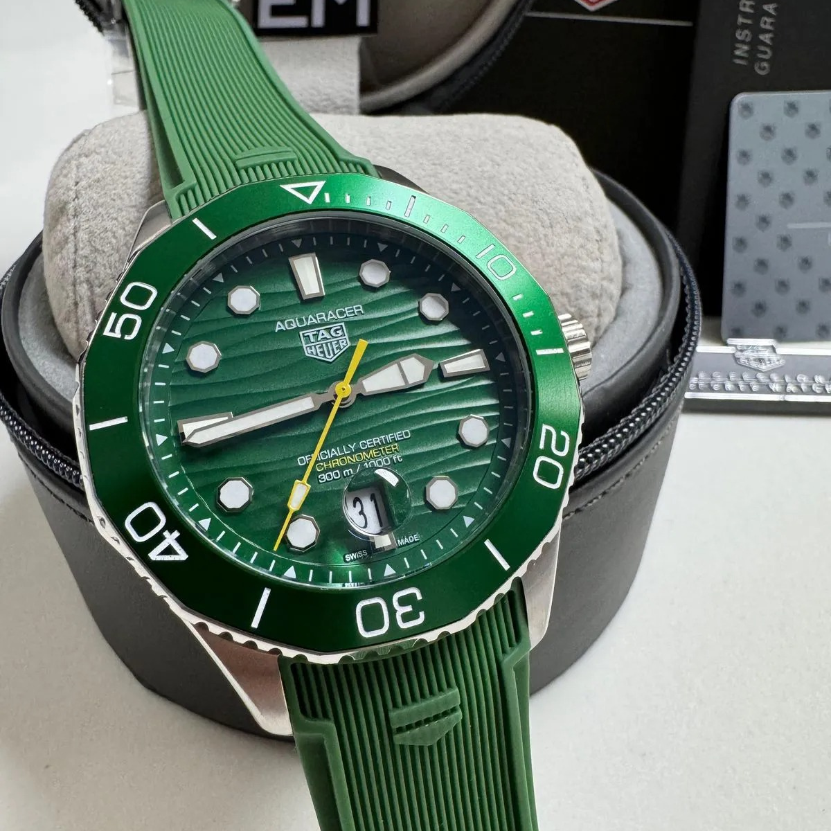TAG Heuer Aquaracer Green Chronometer 300M Rubber Strap