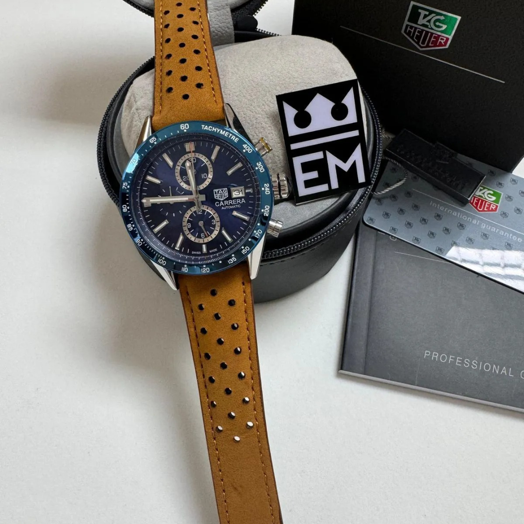 TAG Heuer Carrera Chronograph Blue – Automatic | Suede Strap