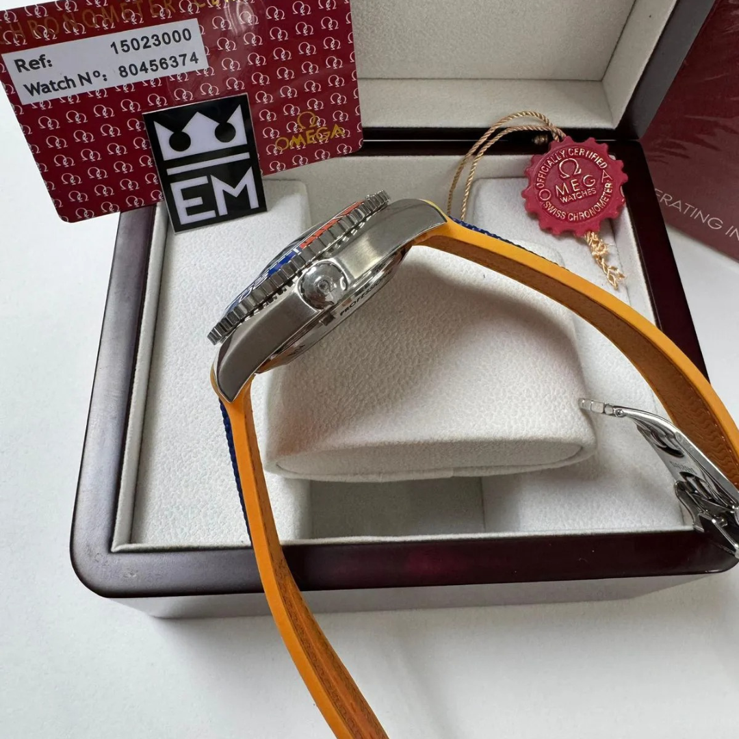 Omega Seamaster Planet Ocean 'Co-Axial Chronometer' – Blue/Orange | White Dial