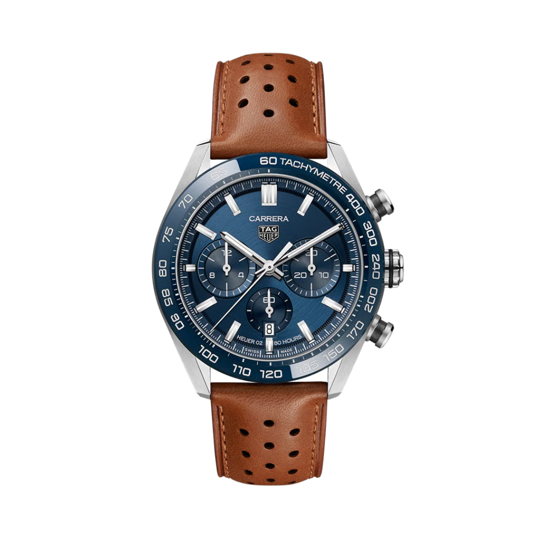 TAG Heuer Carrera Chronograph – Blue/Brown – Heuer 02 – 80 Hours
