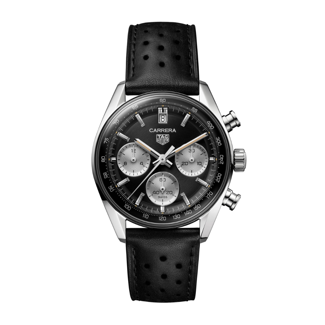 TAG Heuer Carrera Chronograph – Black/Silver – Leather Strap