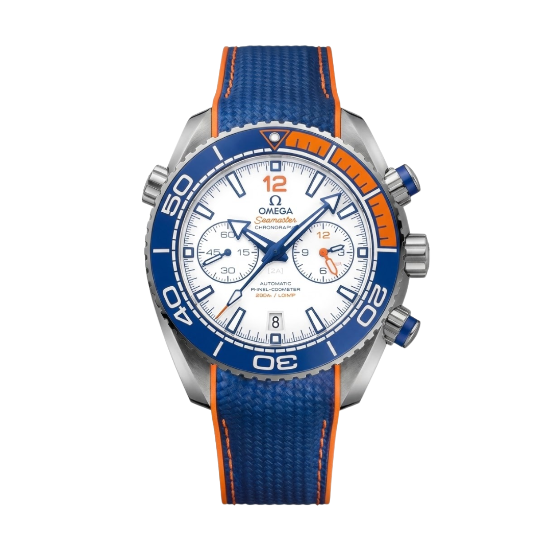 Omega Seamaster Planet Ocean 'Co-Axial Chronometer' – Blue/Orange | White Dial